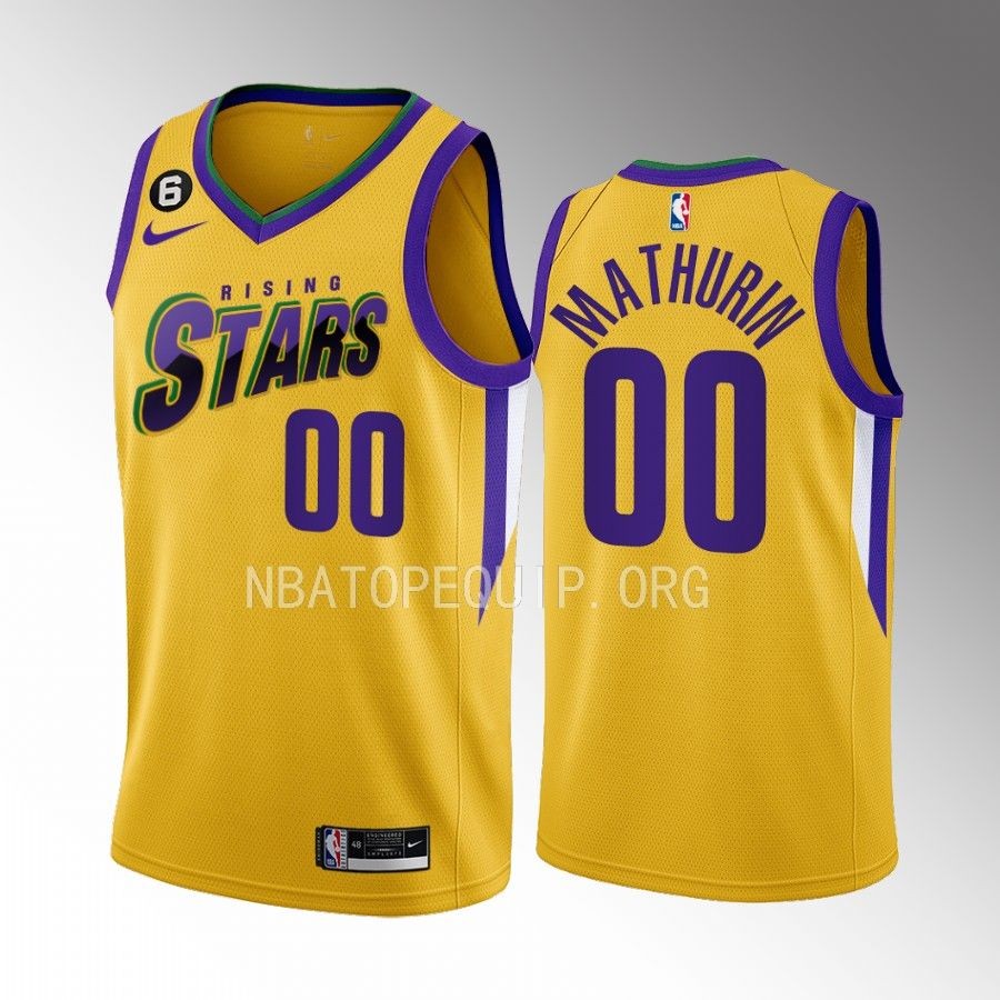2023 NBA Rising Stars Bennedict Mathurin Yellow Men’s Uniform Indiana Pacers #00 Jersey