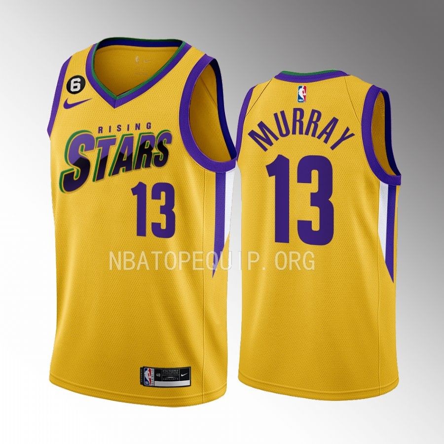 2023 NBA Rising Stars Keegan Murray Yellow Men’s Uniform Sacramento Kings #13 Jersey