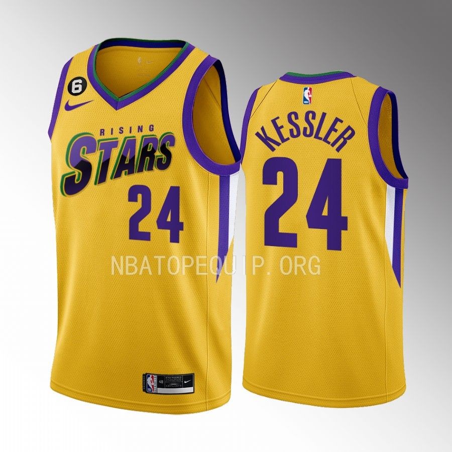2023 NBA Rising Stars Walker Kessler Yellow Men’s Uniform Utah Jazz #24 Jersey