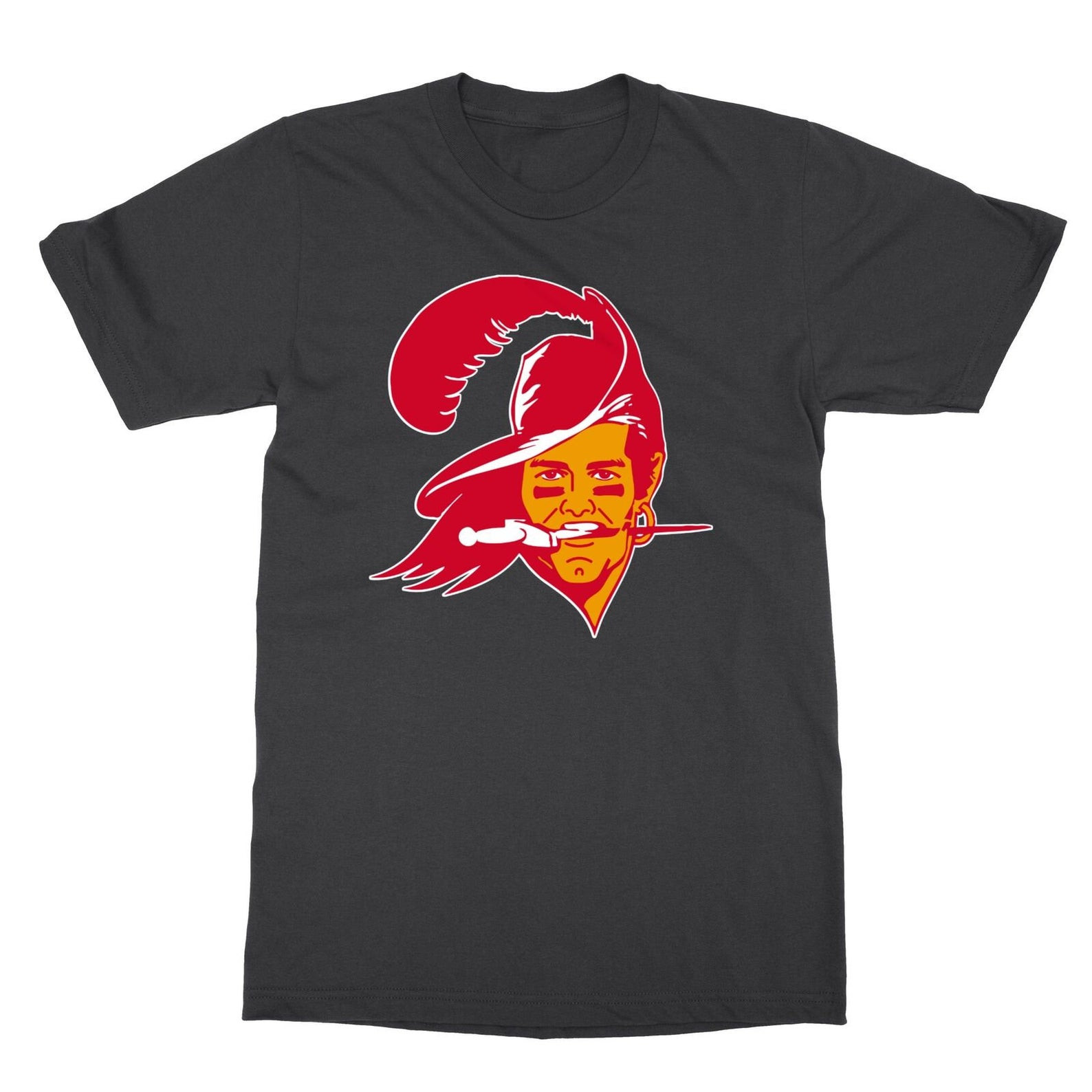 21Tom Brady Tampa Bay Buccaneers Bucs Old School Logo Black T-Shirt