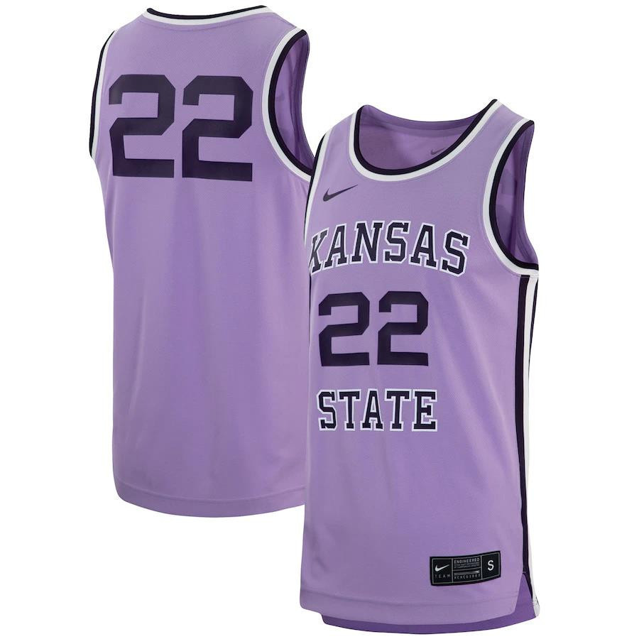 22 Kansas State Wildcats Retro Basketball Stitched Jersey – Purple