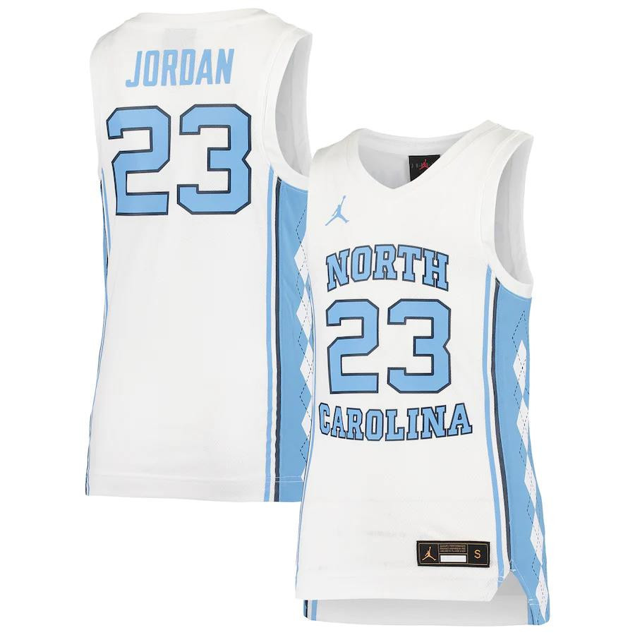 23 North Carolina Tar Heels Jordan Brand Youth Team Basketball Stitched Jersey – White