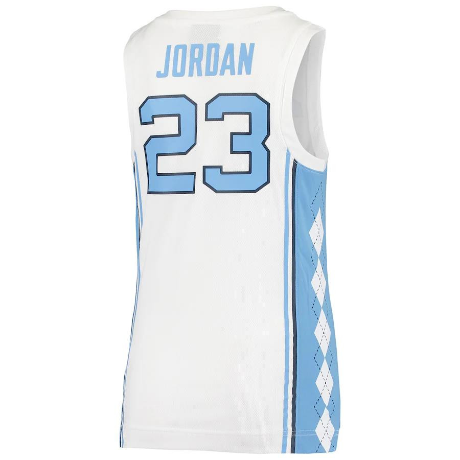 23 North Carolina Tar Heels Jordan Brand Youth Team Basketball Stitched Jersey – White