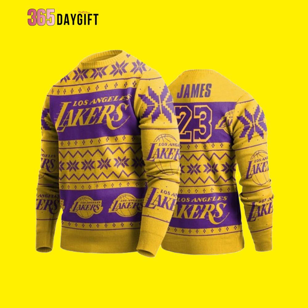 23 Yellow Lakers Ugly Christmas Sweater