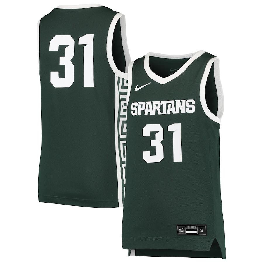 31 Michigan State Spartans Youth Team Basketball Stitched Jersey – Green