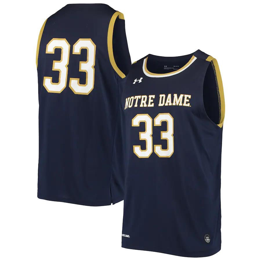 33 Notre Dame Fighting Irish Under Armour College Basketball Stitched Jersey – Navy