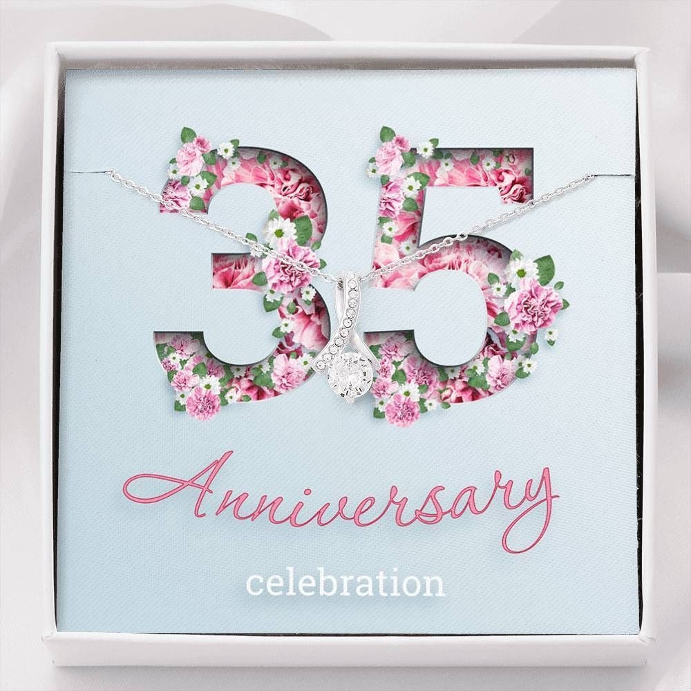 35th Anniversary Celebration Silver Alluring Beauty Necklace Perfect Gift For Mom