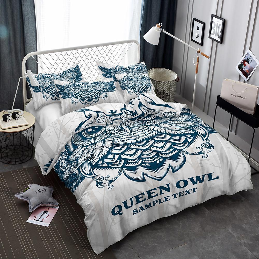 3 Piece 3D Owl Art Print Allizes Art Print Bed Cover 3D Customized Duvet Cover Bedding Set