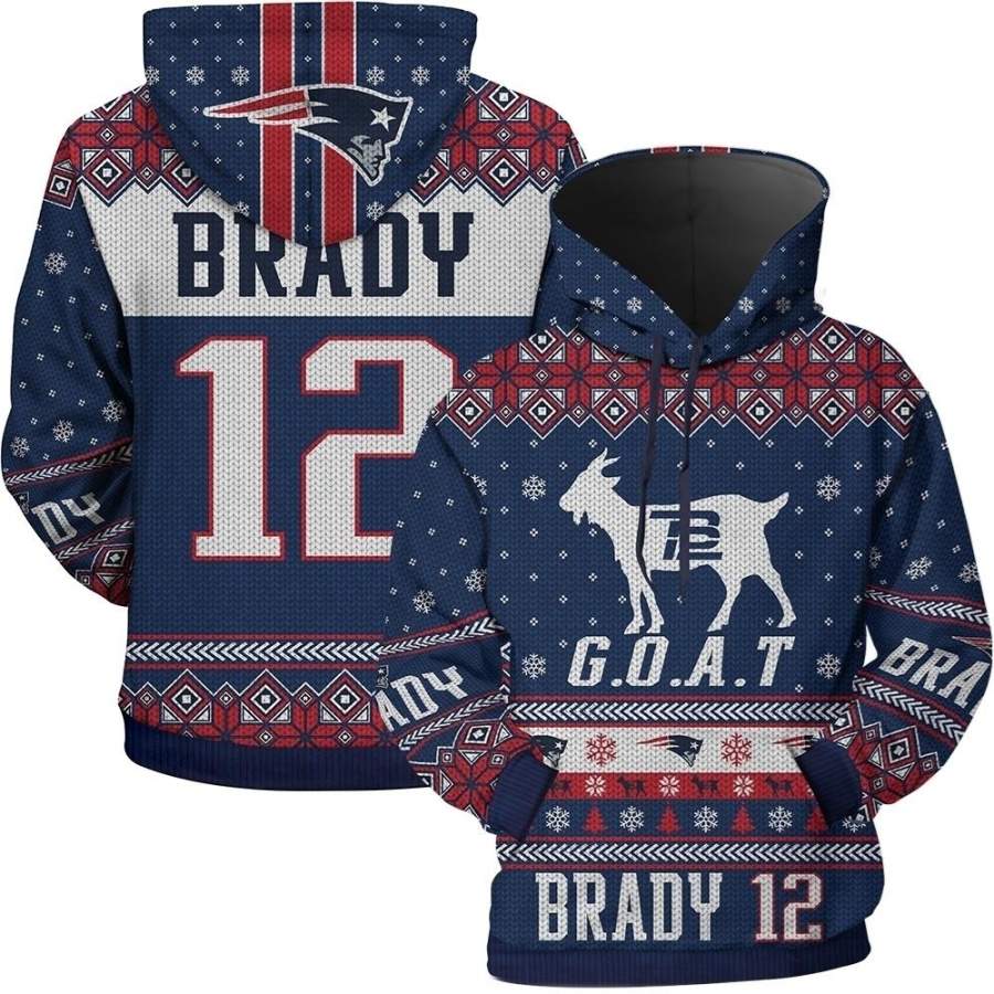 3D All-over print pullover Hoodie Tom Brady New England Patriots Goat