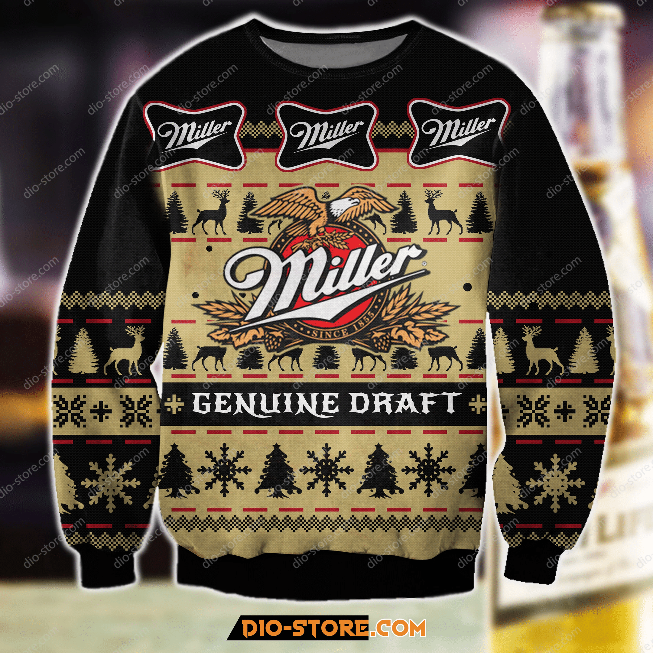 3D All Over Print Miller Genuine Draft Beer Ugly Christmas Sweater