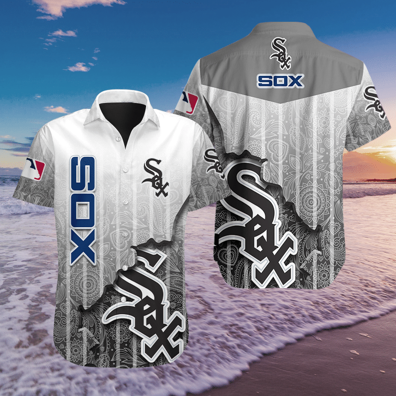 3D All Over Printed Chicago White Sox HAWAIIAN Shirts (Grey)