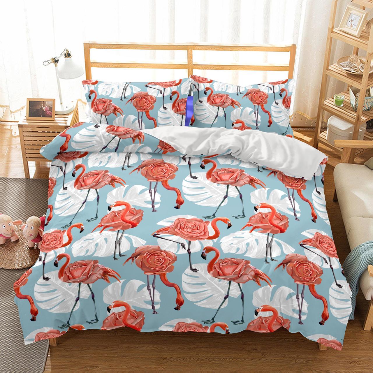 3D Animal Flamingo Blanket Mats Bed Quilt Christmas Duvet Cover Bedding Set