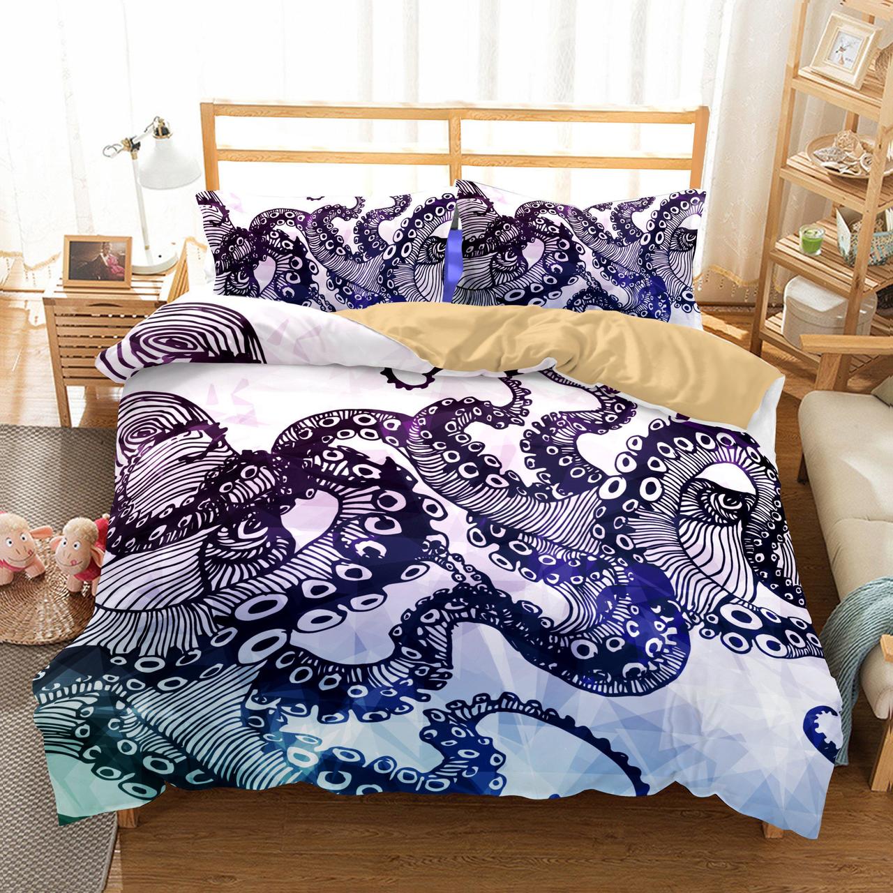 3D Animal Octopus Christmas Duvet Cover Bedding Set