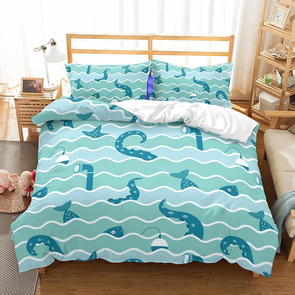 3D Animal Octopus Fish Printed Duvet Cover Bedding Set