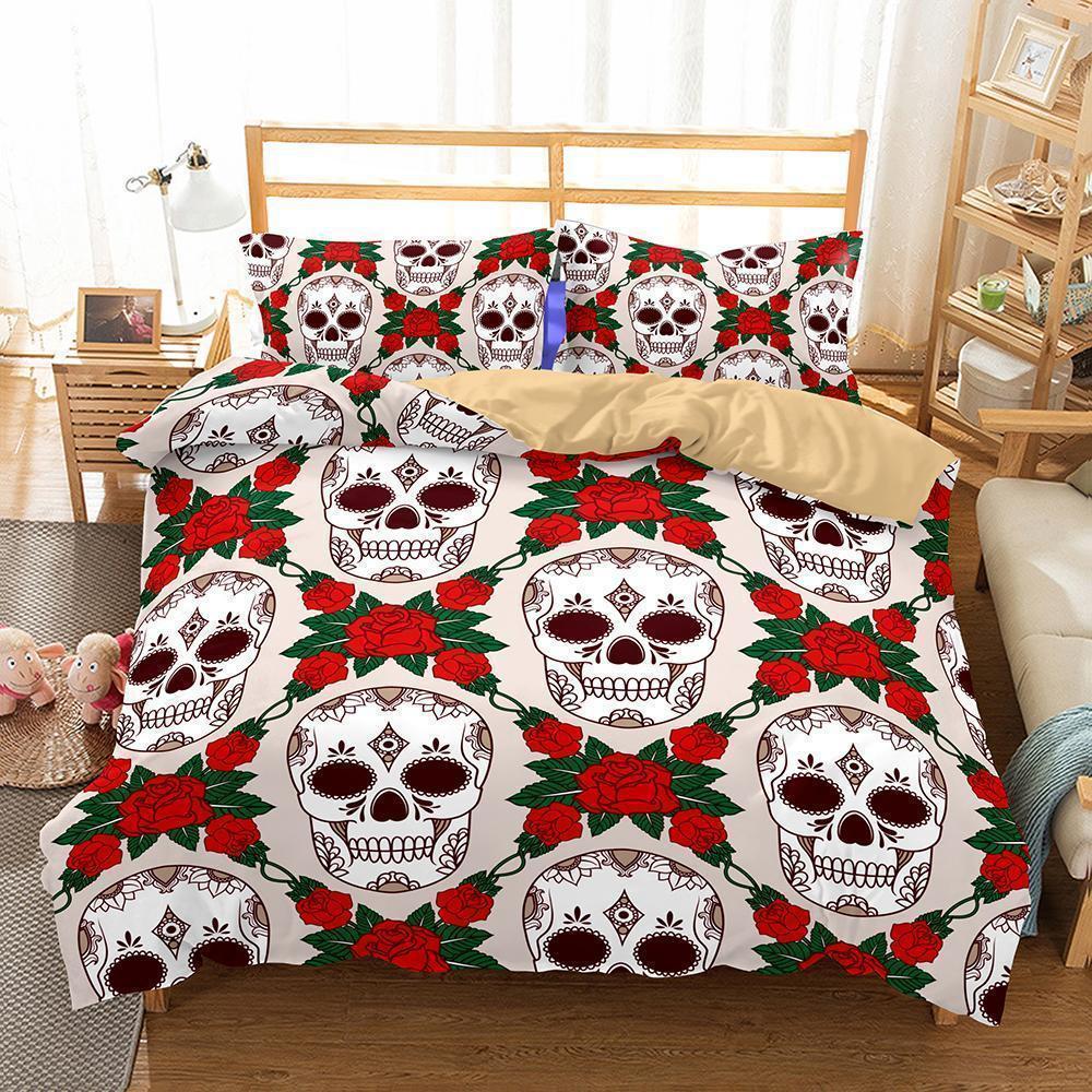 3D Art Pattern Whitekull Printeds 3D Customized Duvet Cover Bedding Set