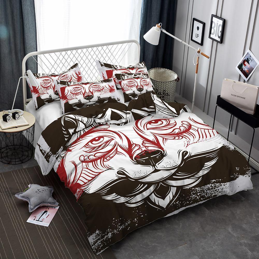 3D Art Wolf Pattern Printed Et Wolf Pieceet Queen Featured 3D Customized Duvet Cover Bedding Set
