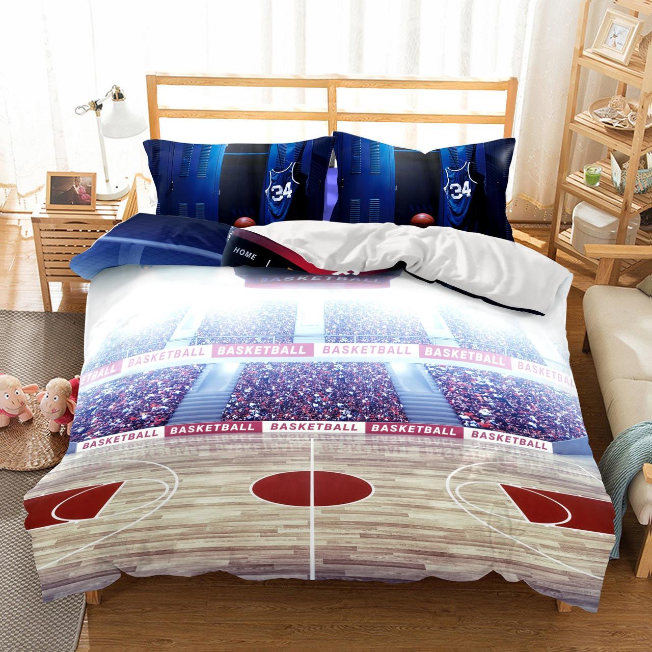3D Basketball Court Printed Duvet Cover Bedding Set