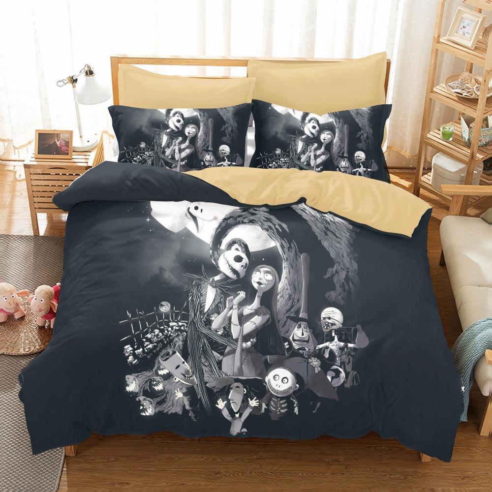 3D Black And White Nightmare Before Christmas 3D Customized Duvet Cover Bedding Set