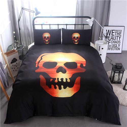 3D Black Skull Print Duvet Cover Bedding Set
