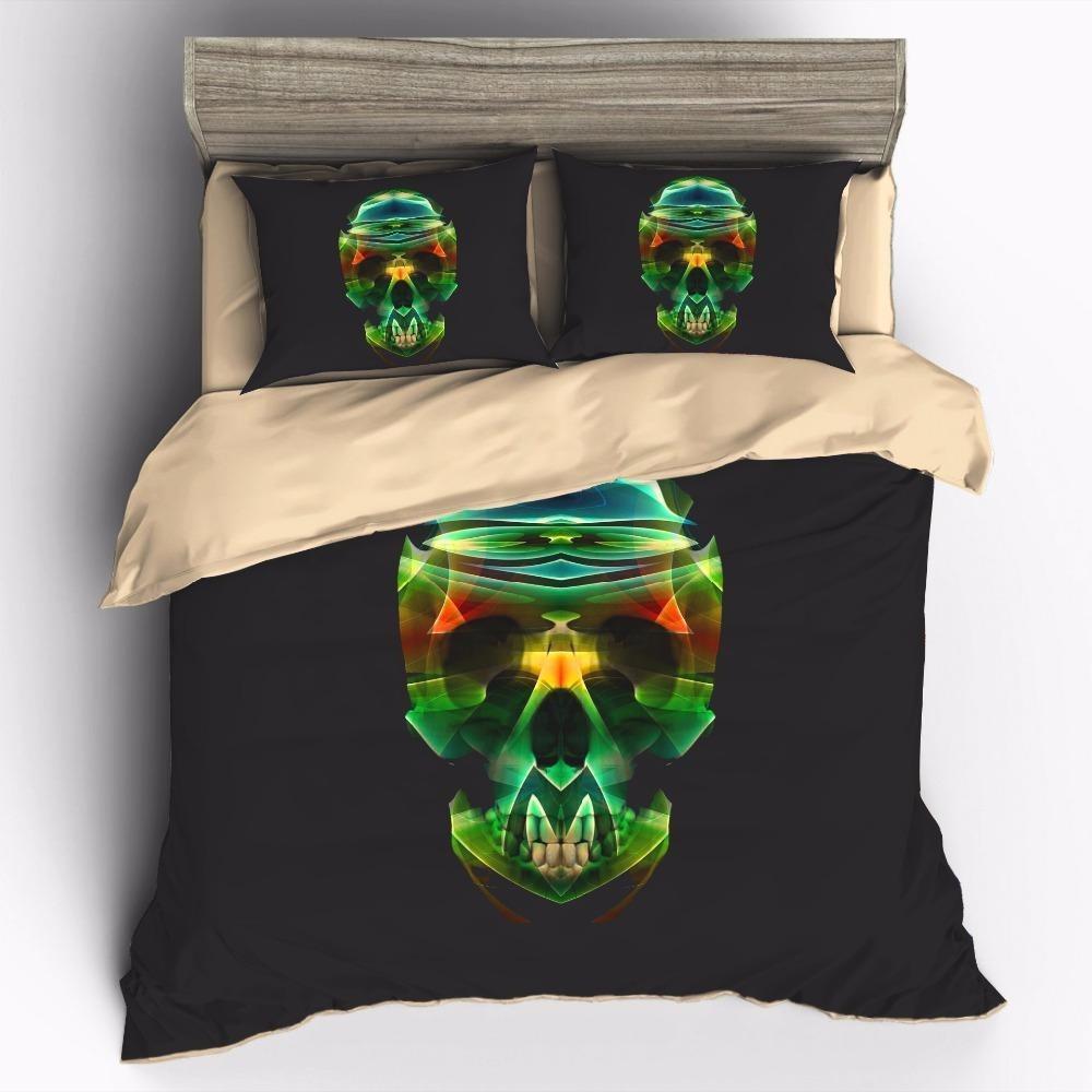 3D Colorful Abstract Skull Duvet Cover Bedding Set