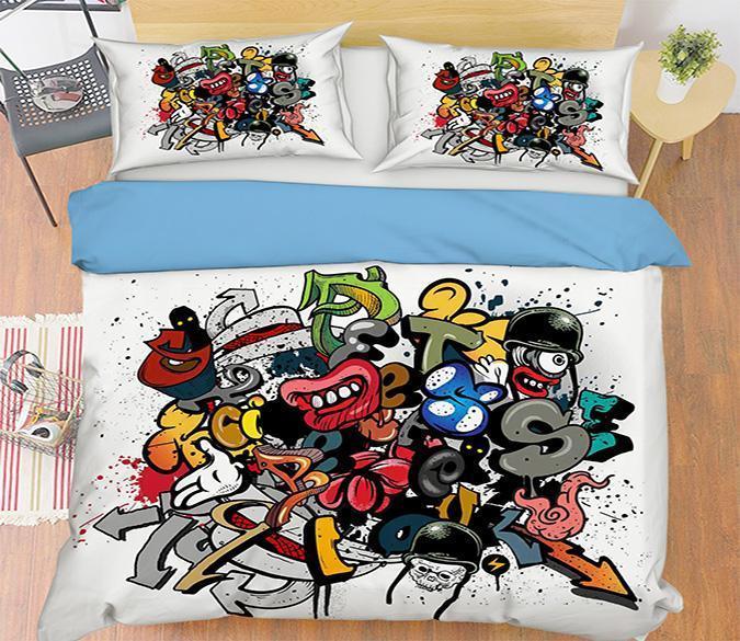 3D Colorful Face 100 Duvet Cover Bedding Set