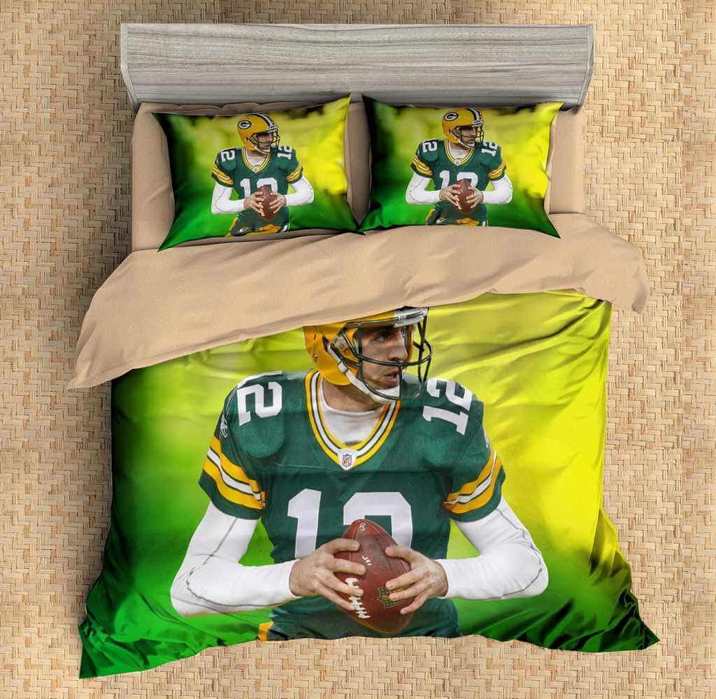 3D Customize Aaron Rodgers Green Bay Packers Customized Duvet Cover Bedding Set