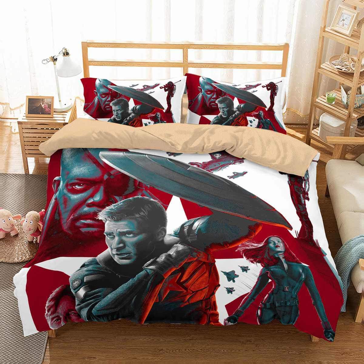 3D Customize Captain America Customized Duvet Cover Bedding Set
