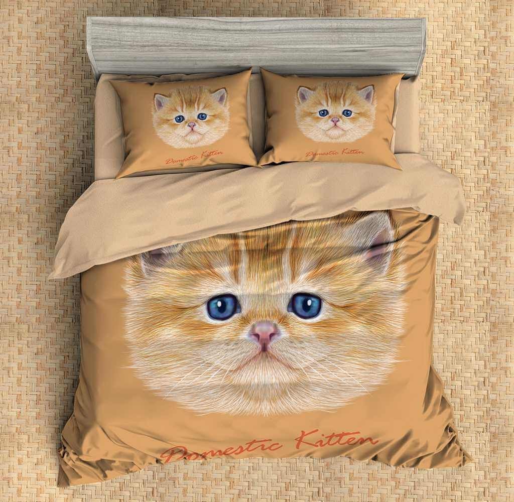 3D Customize Domestic Kitten Customized Duvet Cover Bedding Set
