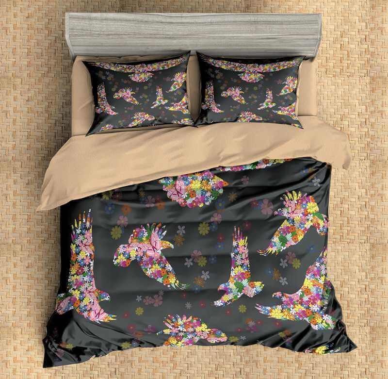 3D Customize Eagle And Flowers Customized Duvet Cover Bedding Set