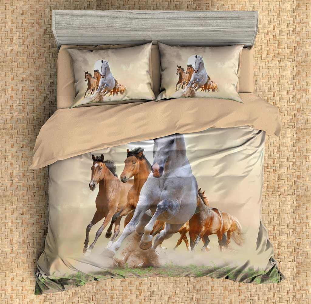 3D Customize Horses Customized Duvet Cover Bedding Set