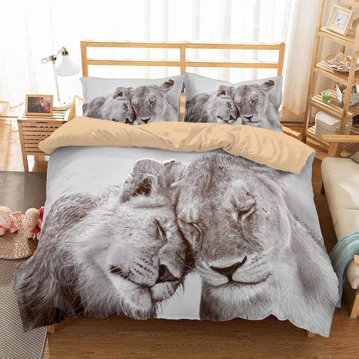 3D Customize Lion Customized Duvet Cover Bedding Set