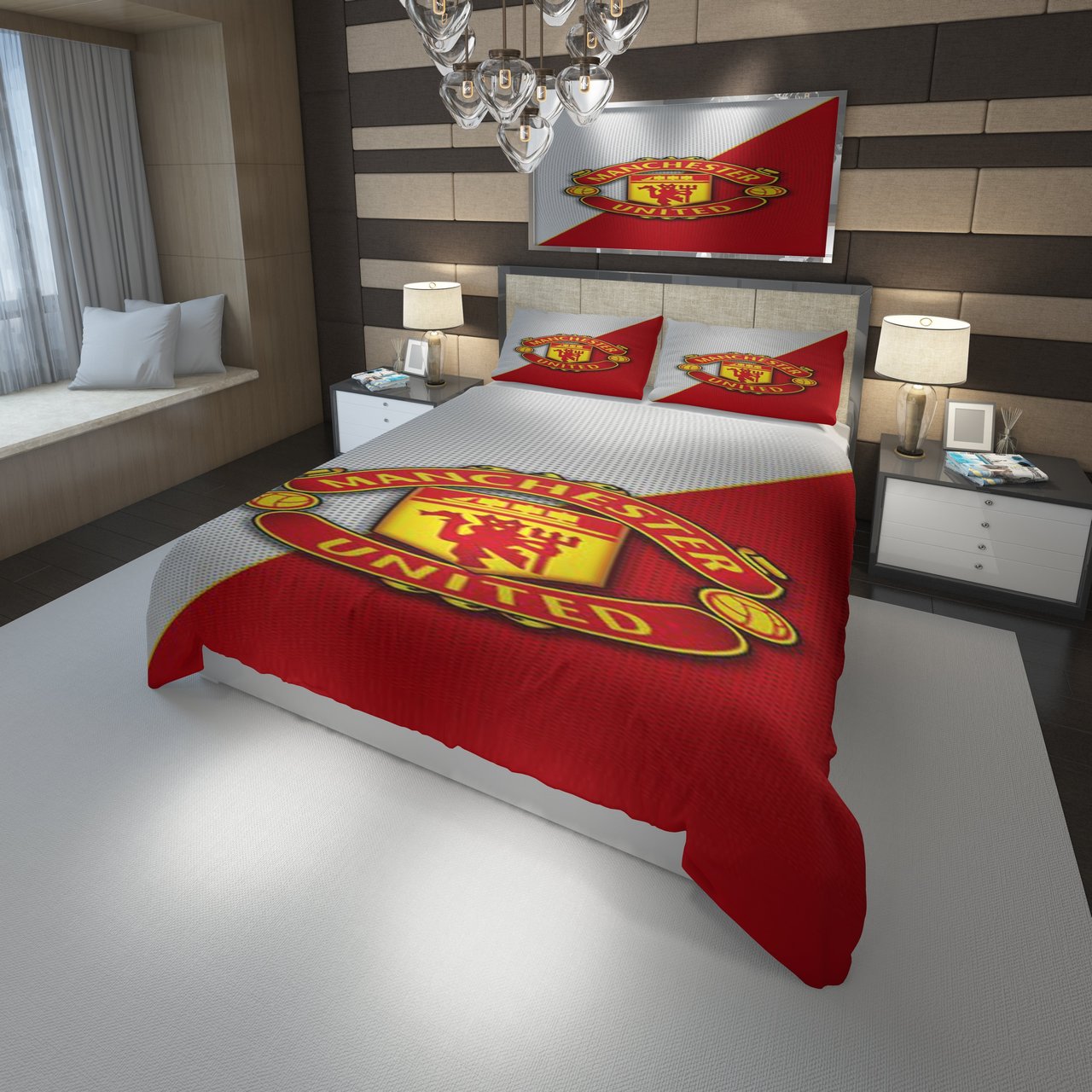 3D Customize Logo Manchester F.C. 3D Customized Duvet Cover Bedding Set