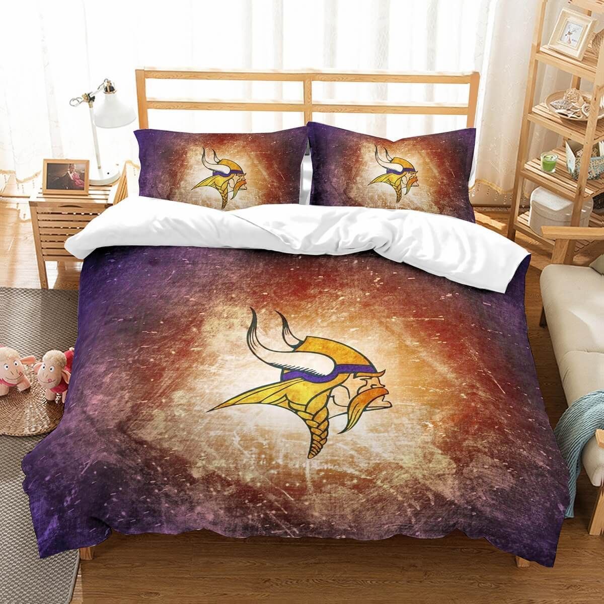 3D Customize Minnesota Vikings Bedding Set Duvet Cover Set Bedroom Set