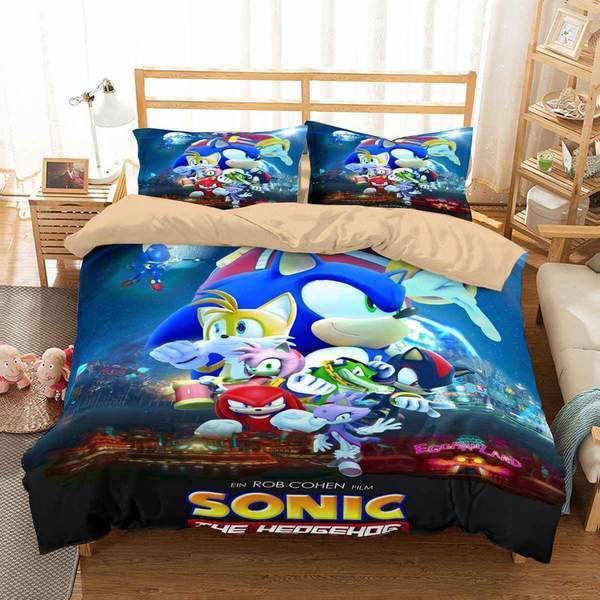3D Customize Onic The Hedgehog Movie 3D Customized Duvet Cover Bedding Set