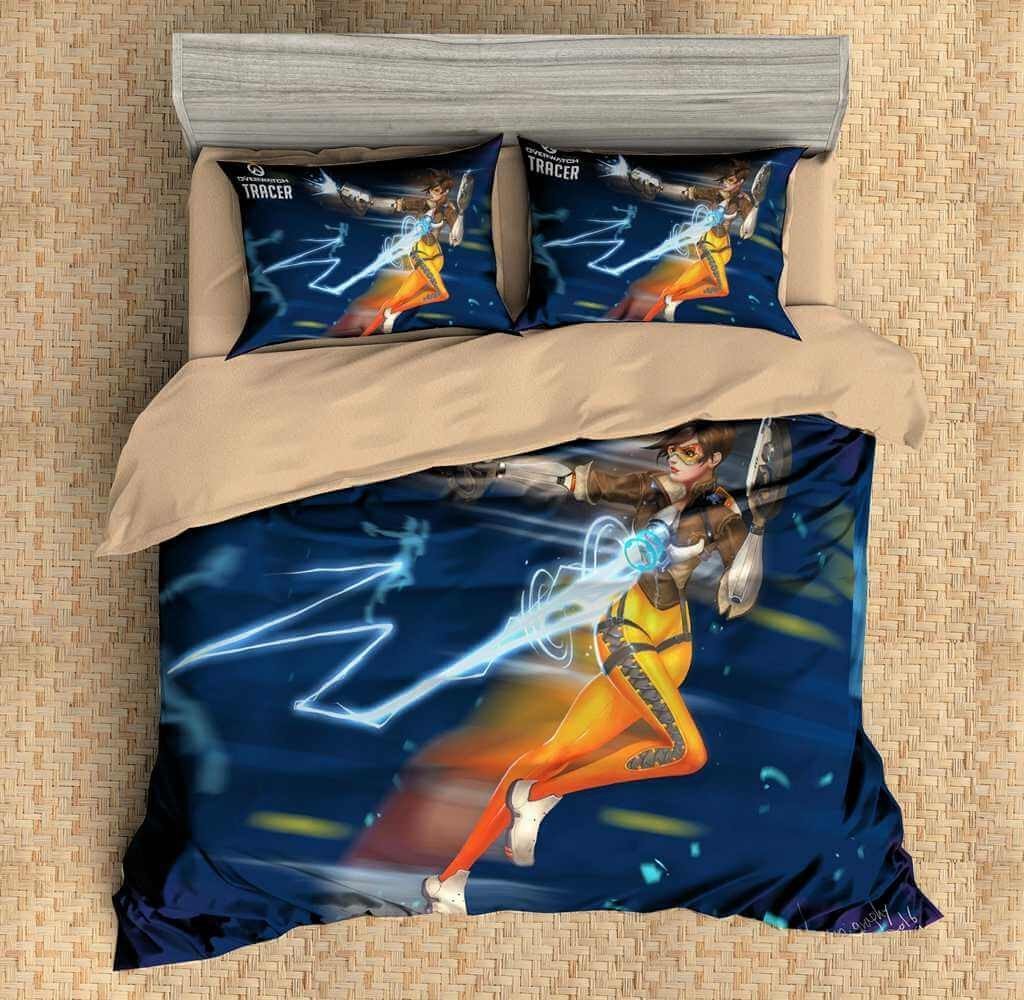 3D Customize Overwatch Tracer Customized Duvet Cover Bedding Set