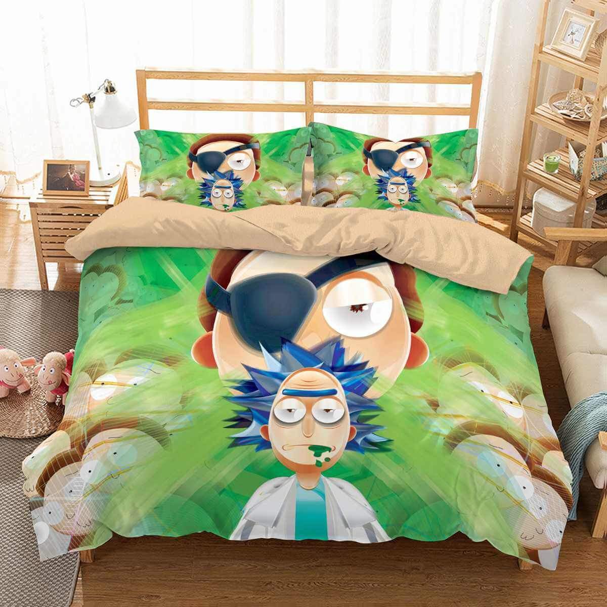 3D Customize Rick And Morty Customized Duvet Cover Bedding Set