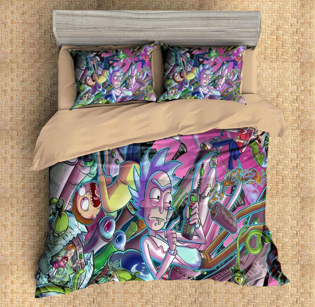 3D Customize Rick And Morty Customized Duvet Cover Bedding Set