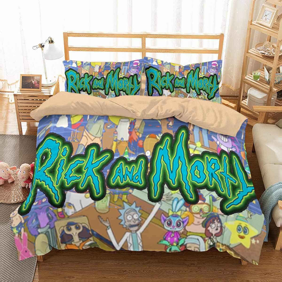 3D Customize Rick And Morty Customized Duvet Cover Bedding Set