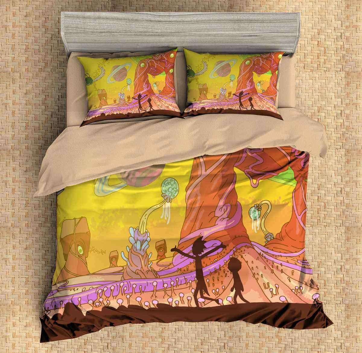 3D Customize Rick And Morty Customized Duvet Cover Bedding Set