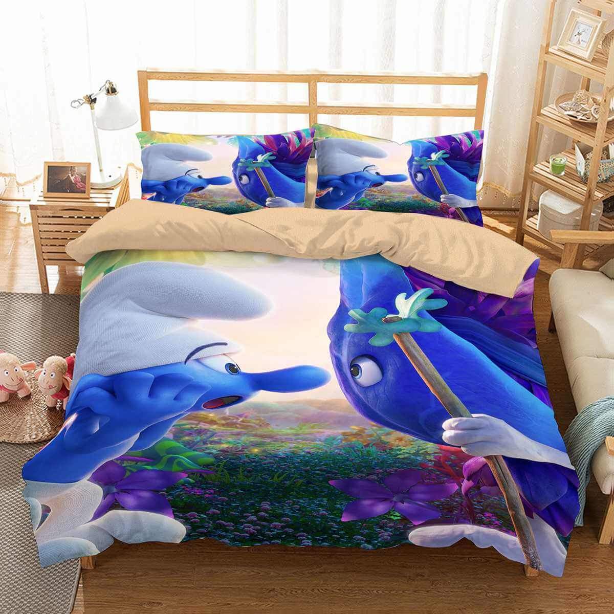 3D Customize Smurfs The Lost Village Customized Duvet Cover Bedding Set
