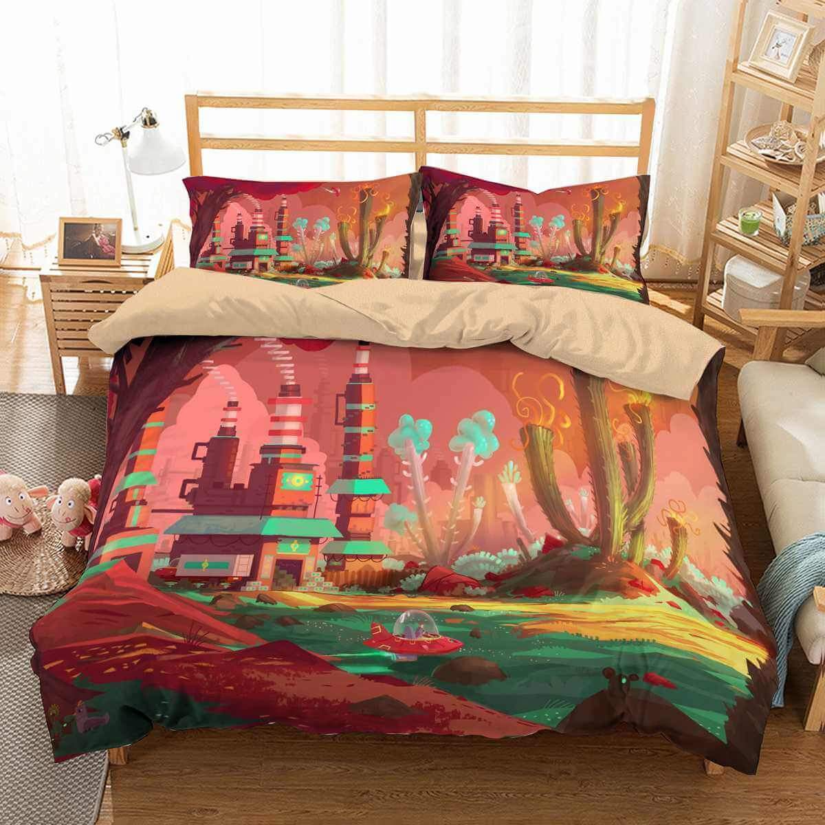 3D Customize Spaceship Planet Customized Duvet Cover Bedding Set