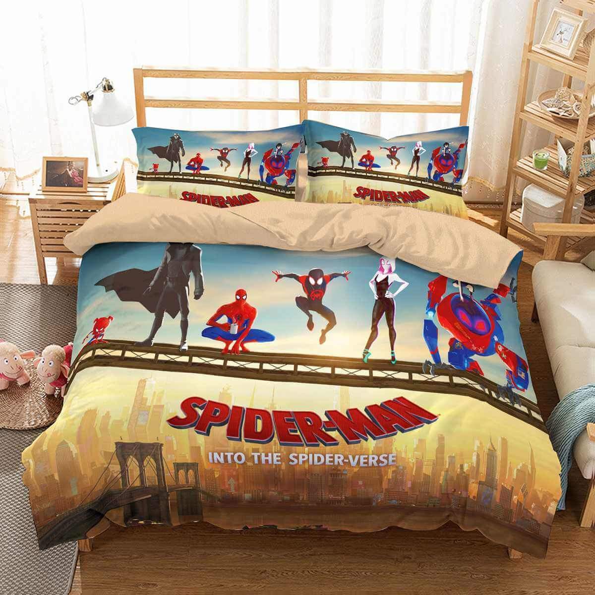 3D Customize Spider-Man Into The Spider-Verse Customized Duvet Cover Bedding Set