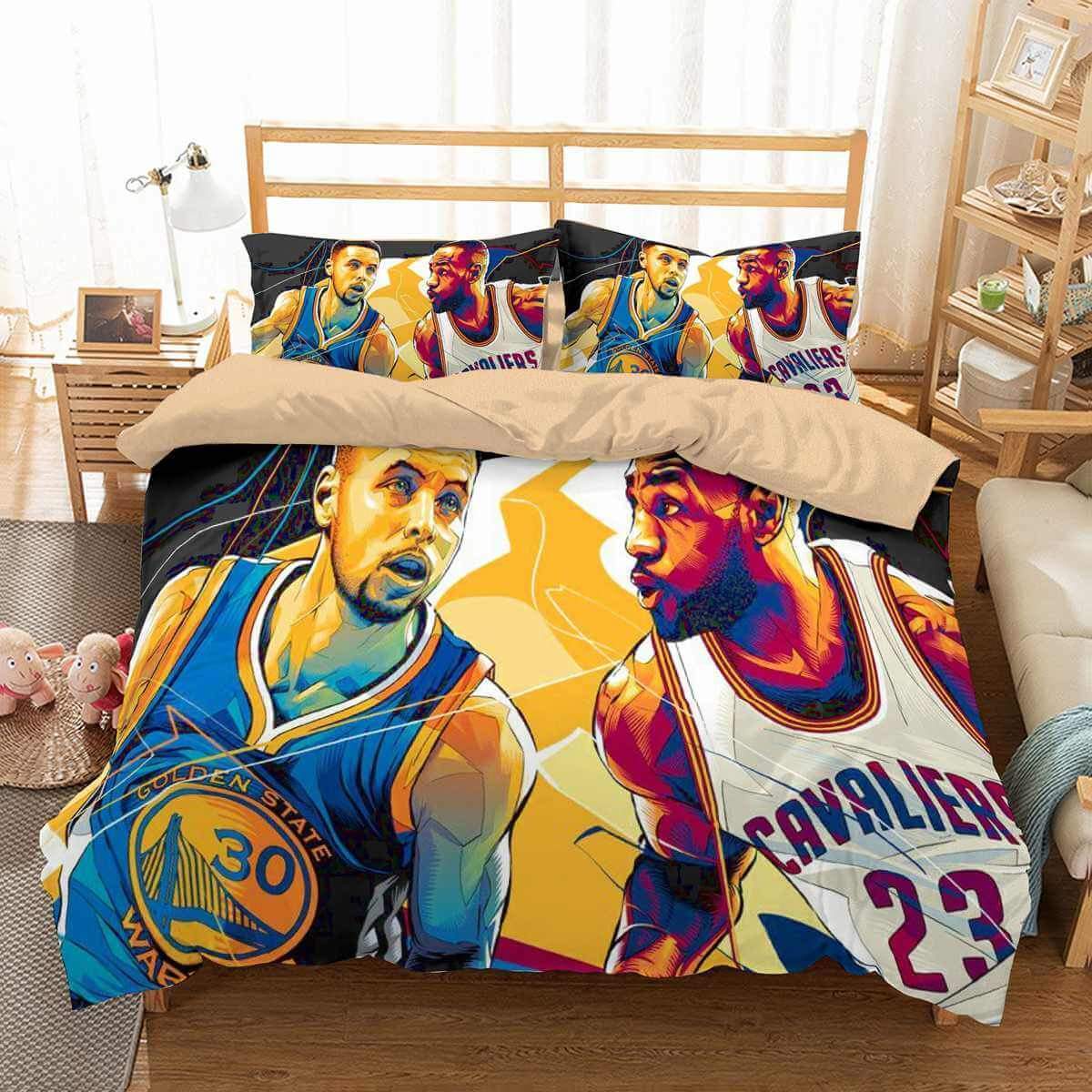 3D Customize Stephen Curry Vs Lebron James Customized Duvet Cover Bedding Set