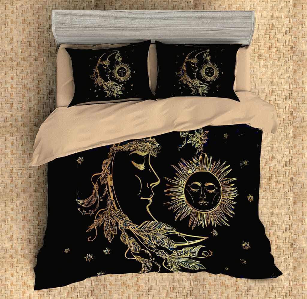 3D Customize Sun Moon And Star Customized Duvet Cover Bedding Set