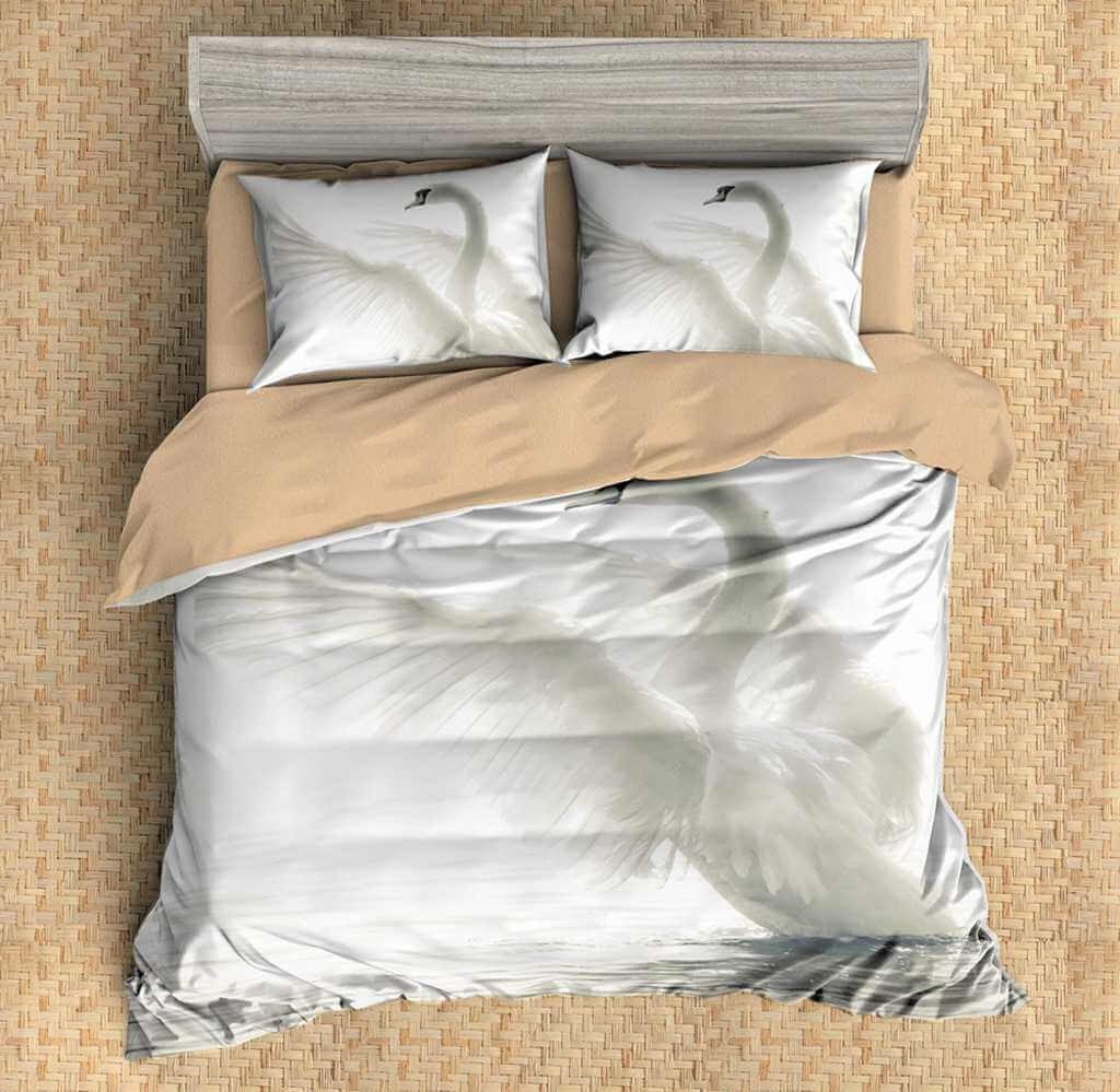 3D Customize Swan Customized Duvet Cover Bedding Set