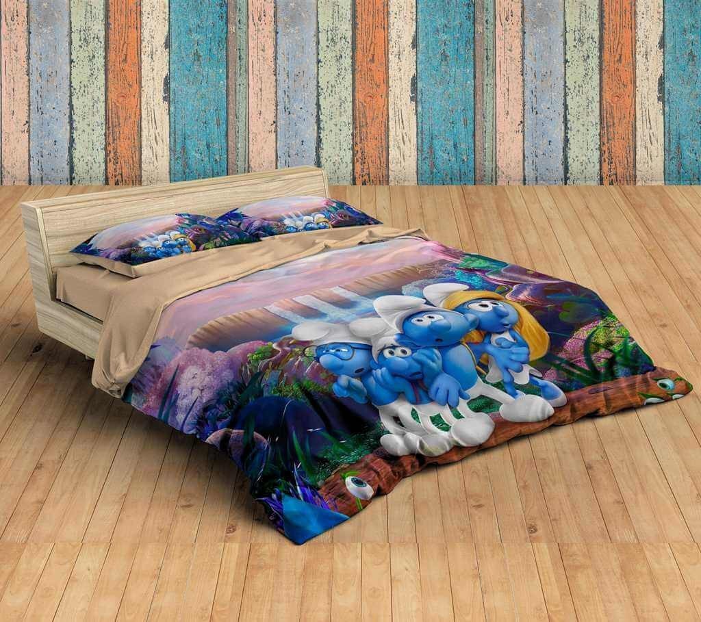 3D Customize The Smurfs Customized Duvet Cover Bedding Set
