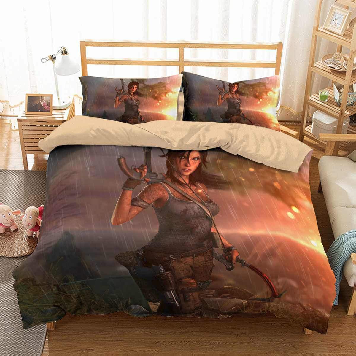 3D Customize Tomb Raider Lara Croft Customized Duvet Cover Bedding Set