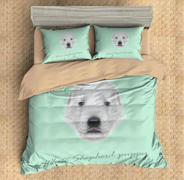 3D Customize White Hepherd Puppy 3D Customized Duvet Cover Bedding Set