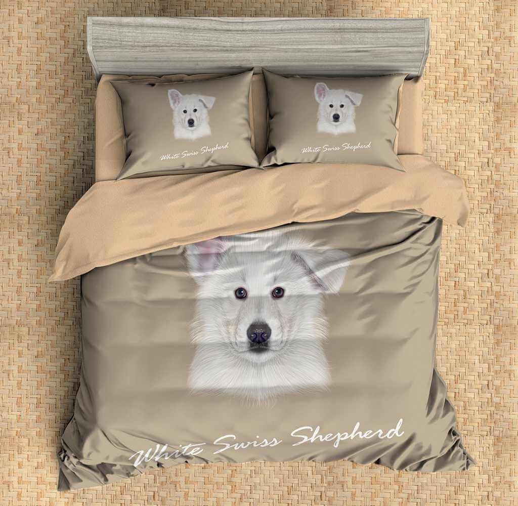 3D Customize White Swiss Shepherd Customized Duvet Cover Bedding Set