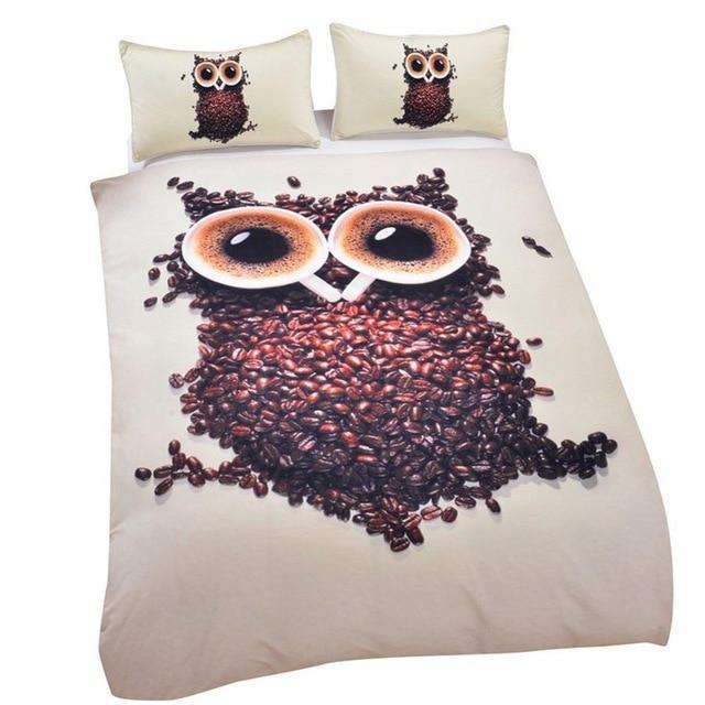 3D Cute Owl Pieces 3D Customized Duvet Cover Bedding Set